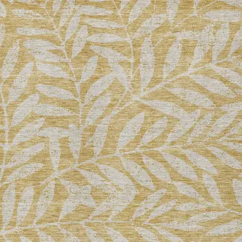 5' X 8' Gold And Gray Floral Washable Indoor Outdoor Area Rug