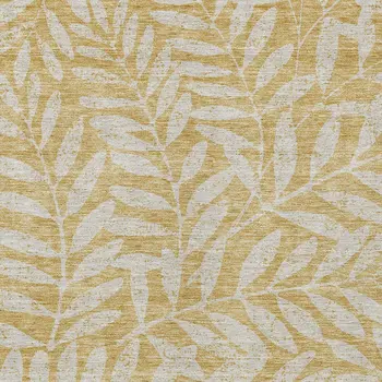 10' X 14' Gold And Gray Floral Washable Indoor Outdoor Area Rug