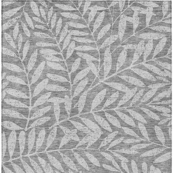 3' X 5' Gray And Light Gray Floral Washable Indoor Outdoor Area Rug