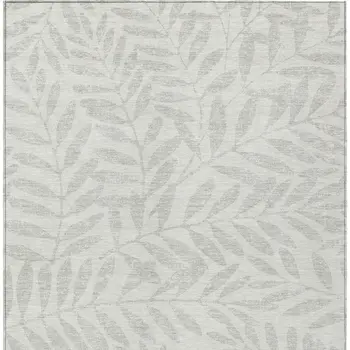 3' X 5' Ivory And Gray Floral Washable Indoor Outdoor Area Rug