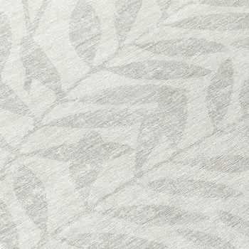 8' Ivory And Gray Round Floral Washable Indoor Outdoor Area Rug
