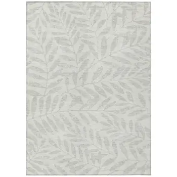 8' X 10' Ivory And Gray Floral Washable Indoor Outdoor Area Rug