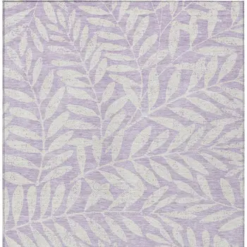 3' X 5' Lavender And Ivory Floral Washable Indoor Outdoor Area Rug