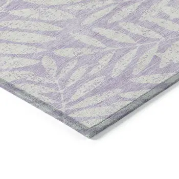 5' X 8' Lavender And Ivory Floral Washable Indoor Outdoor Area Rug
