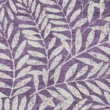 8' X 10' Purple And Ivory Floral Washable Indoor Outdoor Area Rug