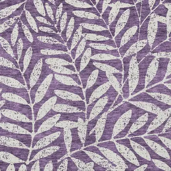 10' X 14' Purple And Ivory Floral Washable Indoor Outdoor Area Rug