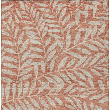 5' X 8' Salmon And Gray Floral Washable Indoor Outdoor Area Rug