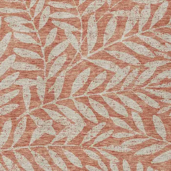 5' X 8' Salmon And Gray Floral Washable Indoor Outdoor Area Rug