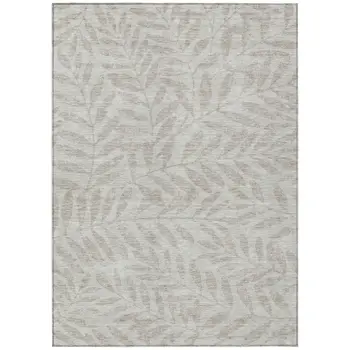 3' X 5' Taupe And Beige Floral Washable Indoor Outdoor Area Rug
