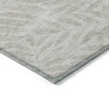 3' X 5' Taupe And Beige Floral Washable Indoor Outdoor Area Rug