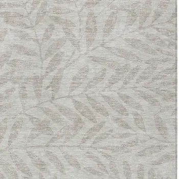 3' X 5' Taupe And Beige Floral Washable Indoor Outdoor Area Rug