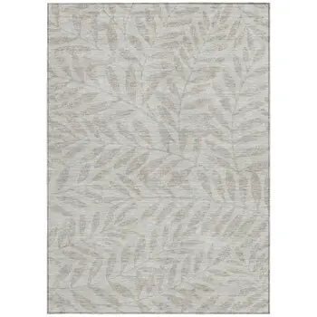 5' X 8' Taupe And Beige Floral Washable Indoor Outdoor Area Rug