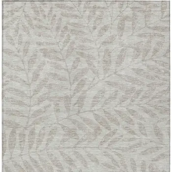 10' X 14' Taupe And Beige Floral Washable Indoor Outdoor Area Rug