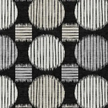 5' X 8' Black Gray And Ivory Geometric Washable Indoor Outdoor Area Rug