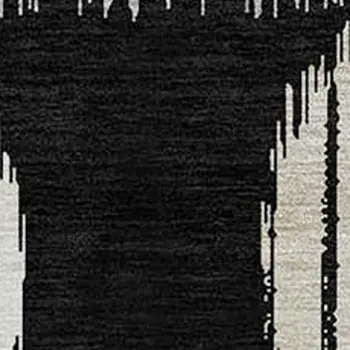 8' Black Gray And Ivory Round Geometric Washable Indoor Outdoor Area Rug