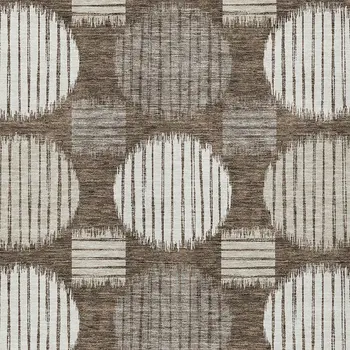 8' X 10' Brown Gray And Ivory Geometric Washable Indoor Outdoor Area Rug