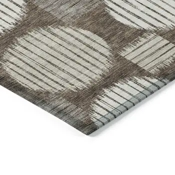 10' X 14' Brown Gray And Ivory Geometric Washable Indoor Outdoor Area Rug