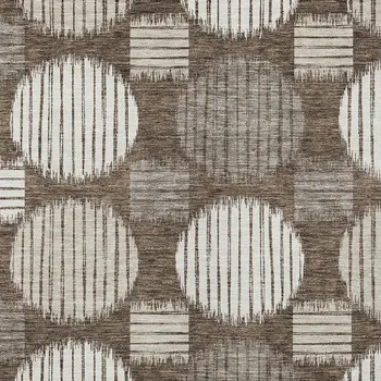 10' X 14' Brown Gray And Ivory Geometric Washable Indoor Outdoor Area Rug