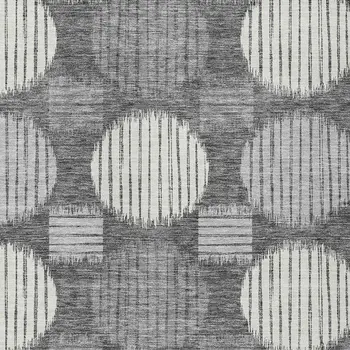 5' X 8' Charcoal And Ivory Geometric Washable Indoor Outdoor Area Rug