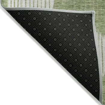10' X 14' Green And Ivory Geometric Washable Indoor Outdoor Area Rug