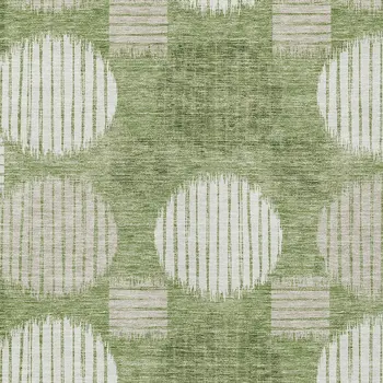 10' X 14' Green And Ivory Geometric Washable Indoor Outdoor Area Rug