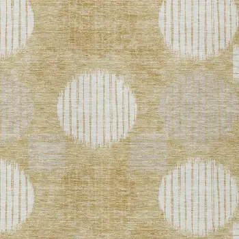 8' X 10' Gold Gray And Ivory Geometric Washable Indoor Outdoor Area Rug