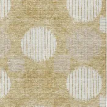 9' X 12' Gold Gray And Ivory Geometric Washable Indoor Outdoor Area Rug