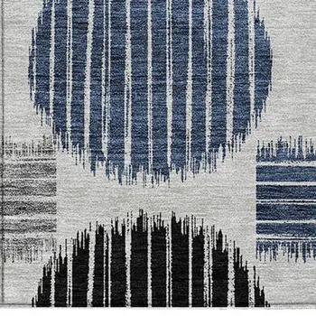 3' X 5' Gray Black And Blue Geometric Washable Indoor Outdoor Area Rug