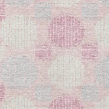 3' X 5' Pink Gray And Ivory Geometric Washable Indoor Outdoor Area Rug