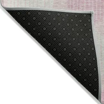 9' X 12' Pink Gray And Ivory Geometric Washable Indoor Outdoor Area Rug