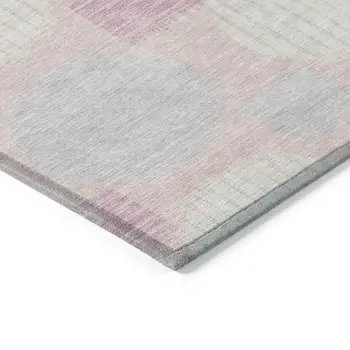 9' X 12' Pink Gray And Ivory Geometric Washable Indoor Outdoor Area Rug