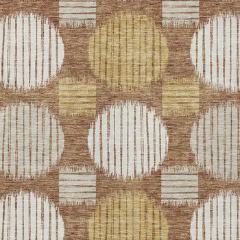 3' X 5' Brown Beige And Ivory Geometric Washable Indoor Outdoor Area Rug