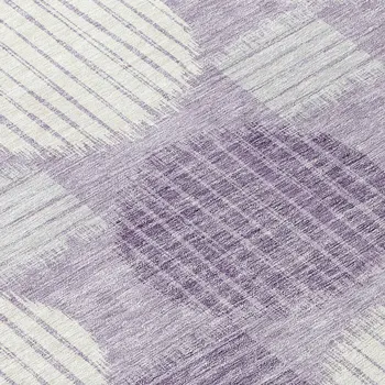 8' Purple And Ivory Round Geometric Washable Indoor Outdoor Area Rug