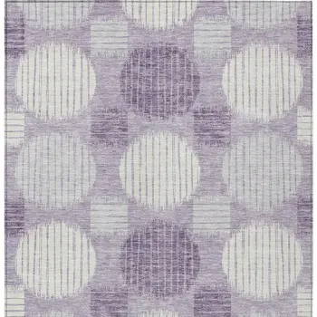 8' X 10' Purple And Ivory Geometric Washable Indoor Outdoor Area Rug