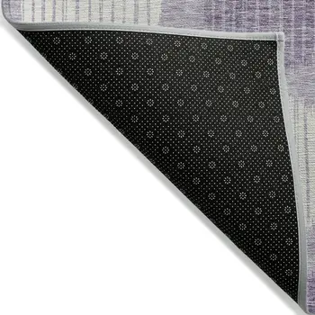 9' X 12' Purple And Ivory Geometric Washable Indoor Outdoor Area Rug