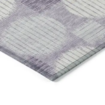 9' X 12' Purple And Ivory Geometric Washable Indoor Outdoor Area Rug