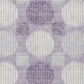 9' X 12' Purple And Ivory Geometric Washable Indoor Outdoor Area Rug