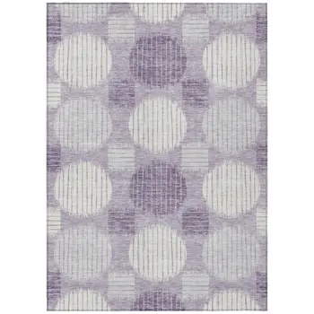10' X 14' Purple And Ivory Geometric Washable Indoor Outdoor Area Rug