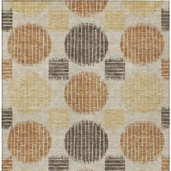 3' X 5' Tan Brown And Beige Geometric Washable Indoor Outdoor Area Rug