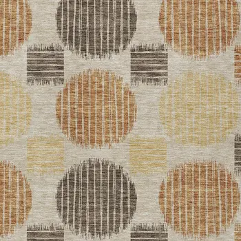5' X 8' Tan Brown And Beige Geometric Washable Indoor Outdoor Area Rug