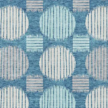 5' X 8' Teal Blue Gray And Ivory Geometric Washable Indoor Outdoor Area Rug