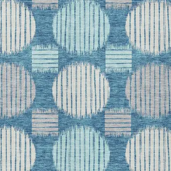 10' X 14' Teal Blue Gray And Ivory Geometric Washable Indoor Outdoor Area Rug