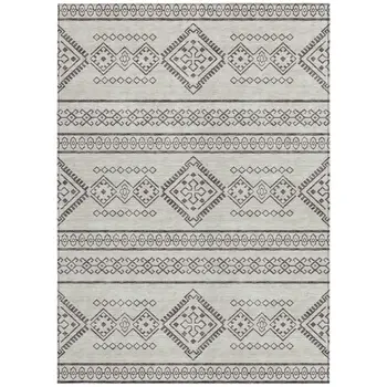 9' X 12' Beige And Brown Southwestern Washable Indoor Outdoor Area Rug