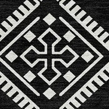 5' X 8' Black And Ivory Southwestern Washable Indoor Outdoor Area Rug