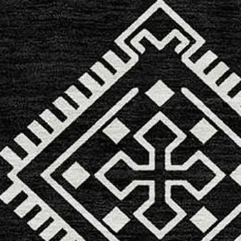 8' X 10' Black And Ivory Southwestern Washable Indoor Outdoor Area Rug