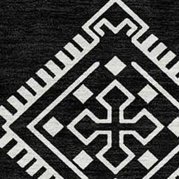 9' X 12' Black And Ivory Southwestern Washable Indoor Outdoor Area Rug