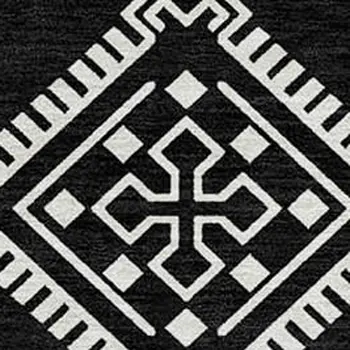 10' X 14' Black And Ivory Southwestern Washable Indoor Outdoor Area Rug