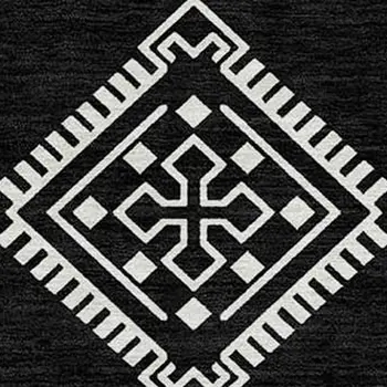 10' X 14' Black And Ivory Southwestern Washable Indoor Outdoor Area Rug