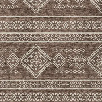 3' X 5' Brown And Ivory Southwestern Washable Indoor Outdoor Area Rug