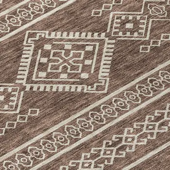 3' X 5' Brown And Ivory Southwestern Washable Indoor Outdoor Area Rug